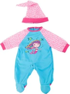 BAYER Kleider Für Puppen 40-46 Cm: 2-tlg. - Strampler + Mütze, Blau/rosa