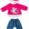 BAYER Kleider Für Puppen 33-38 Cm: 3-tlg. Set - Hose, Oberteil, Mütze, Blau/pink