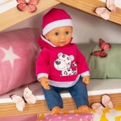 BAYER Kleider Für Puppen 33-38 Cm: 3-tlg. Set - Hose, Oberteil, Mütze, Blau/pink -Spielzeugladen 16933545 04