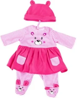 BAYER Kleider Für Puppen 40-46 Cm: 3-tlg. - Kleid, Hose, Mütze, Rosa/pink