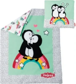 Heless Puppen-Bettdecke "Pinguin Pünktchen" (44 X 34 Cm) Mit Kissen (16 X 16