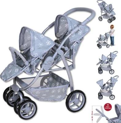 KNORRTOYS.COM Zwillingspuppenwagen Milo - Royal Grey 1 KNORRTOYS.COM Zwillingspuppenwagen Milo - Royal Grey