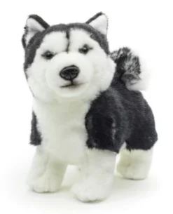 UNI-TOYS® Husky Welpe Schwarz, Stehend (ohne Leine) - 21 Cm (Länge) - Plüsch-Hund - Plüschtier Kuscheltiere
