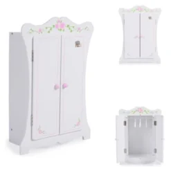 MONI Puppenkleiderschrank PH12B011 Holz, Maße 42,5 X 22 X 57 Cm, 3 Kleiderbügel Puppenmöbel