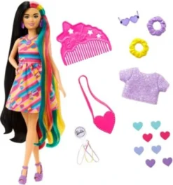 Barbie Totally Hair Puppe (schwarze/bunte Haare) Inkl. Styling-Zubehör