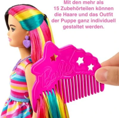 Barbie Totally Hair Puppe (schwarze/bunte Haare) Inkl. Styling-Zubehör 2 Barbie Totally Hair Puppe (schwarze/bunte Haare) Inkl. Styling-Zubehör – Bild 2