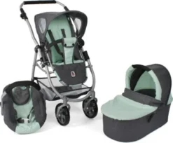 CHIC 2000 Kombi-Puppenwagen 3 In 1 Emotion All In, Melange Anthrazit-mint