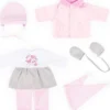 BAYER Puppenkleidung 38-42 Cm, Outfit Mit Jacke Rosa/grau