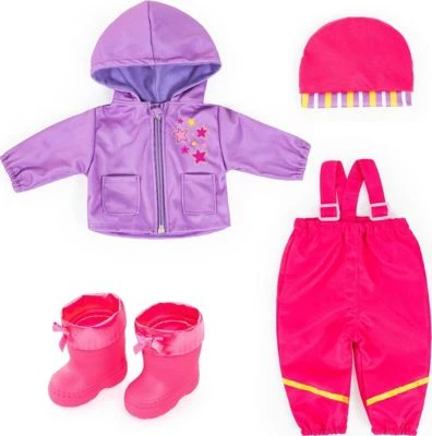 BAYER Puppenkleidung 38-42 Cm, Regenoutfit Rosa/lila 1 BAYER Puppenkleidung 38-42 Cm, Regenoutfit Rosa/lila