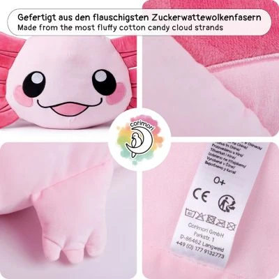 Corimori® Großes XXL 85cm Kuscheltier Plüschtier Stofftier Plüschie Kissen Axolotl Axelotl "Beeps" (rosa) 6 Corimori® Großes XXL 85cm Kuscheltier Plüschtier Stofftier Plüschie Kissen Axolotl Axelotl "Beeps" (rosa) – Bild 6