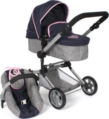 CHIC 2000 Kombi-Puppenwagen "LINUS", Melange Grau-navy 1 CHIC 2000 Kombi-Puppenwagen "LINUS", Melange Grau-navy