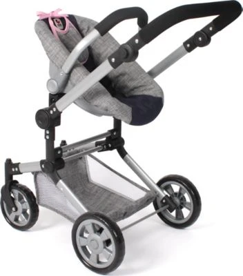 CHIC 2000 Kombi-Puppenwagen "LINUS", Melange Grau-navy 2 CHIC 2000 Kombi-Puppenwagen "LINUS", Melange Grau-navy – Bild 2
