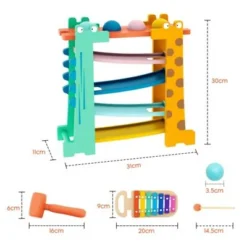 BeebeeRun® 3 In 1 Kugelbahn & Xylophon & Klopfbank Giraffe Holzspielzeug -Spielzeugladen 27789958 03
