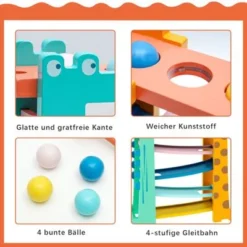 BeebeeRun® 3 In 1 Kugelbahn & Xylophon & Klopfbank Giraffe Holzspielzeug -Spielzeugladen 27789958 04