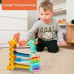 BeebeeRun® 3 In 1 Kugelbahn & Xylophon & Klopfbank Giraffe Holzspielzeug -Spielzeugladen 27789958 06