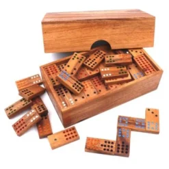 ROMBOL Domino Doppel 12 - Edles Holzdomino Mit Farbmulden Für 2 Bis 6 Personen