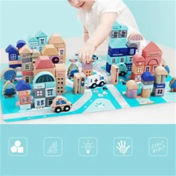 Syntek Holzbaustein-Spielzeug Für Kinder Zum Thema Stadtarchitektur Diy Pädagogisches Puzzle-Set Kinderspielzeug -Spielzeugladen 30418339 05
