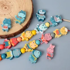Enbaoxin Threading Perlen Spiel Pädagogisches Spielzeug Für Baby Kinder Kinder Cartoon Tiere Obst Anzahl Brief Holz Spielzeug Bespannen -Spielzeugladen 30437221 04