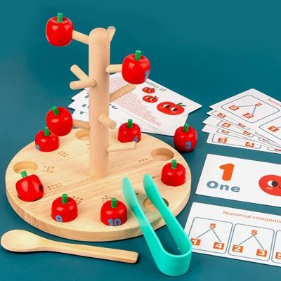 Enbaoxin Lustiges Apfelpflückspiel Kinderfrüherziehung Holzspielzeug 2 Enbaoxin Lustiges Apfelpflückspiel Kinderfrüherziehung Holzspielzeug – Bild 2