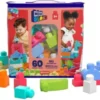 Mega Bloks Bausteine-Beutel Pink (60 Teile), Steck-Bausteine Kinder, Bauklötze