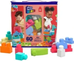Mega Bloks Bausteine-Beutel Pink (60 Teile), Steck-Bausteine Kinder, Bauklötze