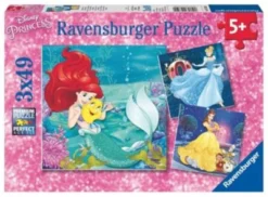 Ravensburger 3er Set Puzzle, Je 49 Teile, 21x21 Cm, Disney Princess: Abenteuer Der Prinzessinnen
