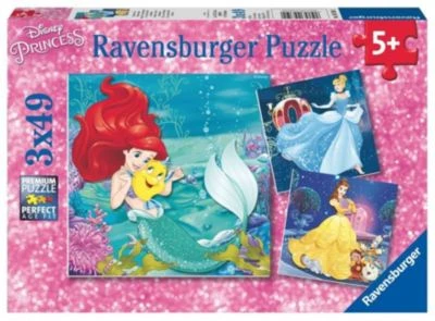 Ravensburger 3er Set Puzzle, Je 49 Teile, 21x21 Cm, Disney Princess: Abenteuer Der Prinzessinnen 1 Ravensburger 3er Set Puzzle, Je 49 Teile, 21x21 Cm, Disney Princess: Abenteuer Der Prinzessinnen