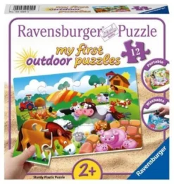 Ravensburger My First Outdoor-Puzzle, 12 Teile, 26x18 Cm, Liebe Bauernhoftiere